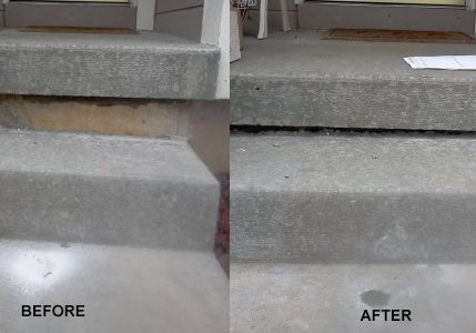 Slab jacking stairs before and after Maine